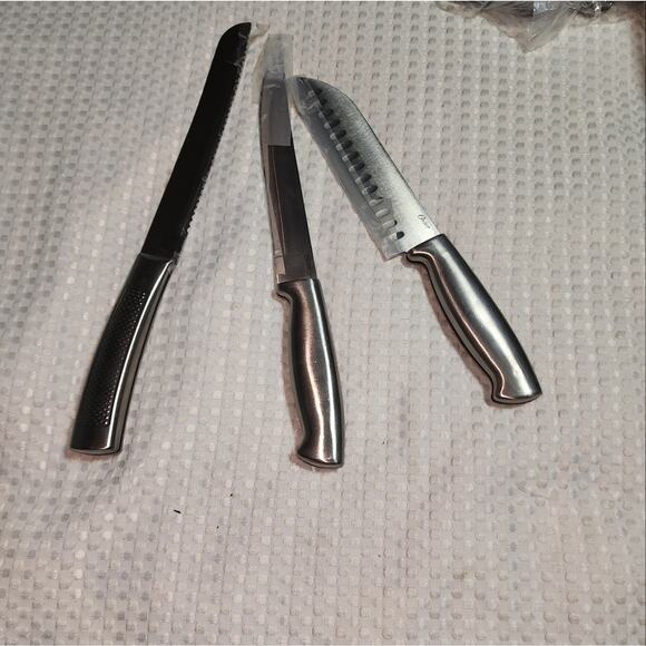 OSTER EUC 3 PIECE KITCHEN STAINLESS KNIVES SET - Picture 1 of 10